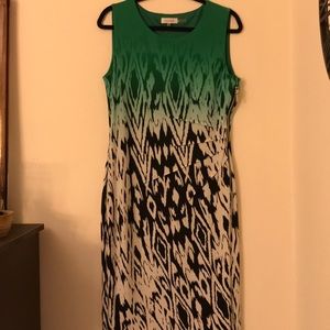 Calvin Klein Green-Black and White Dress